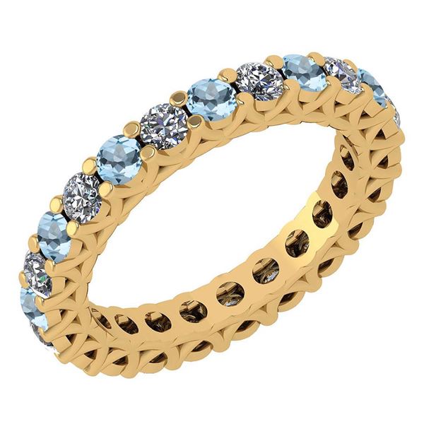 Certified 1.61 Ctw Aquamarine And Diamond 14k Yellow Go