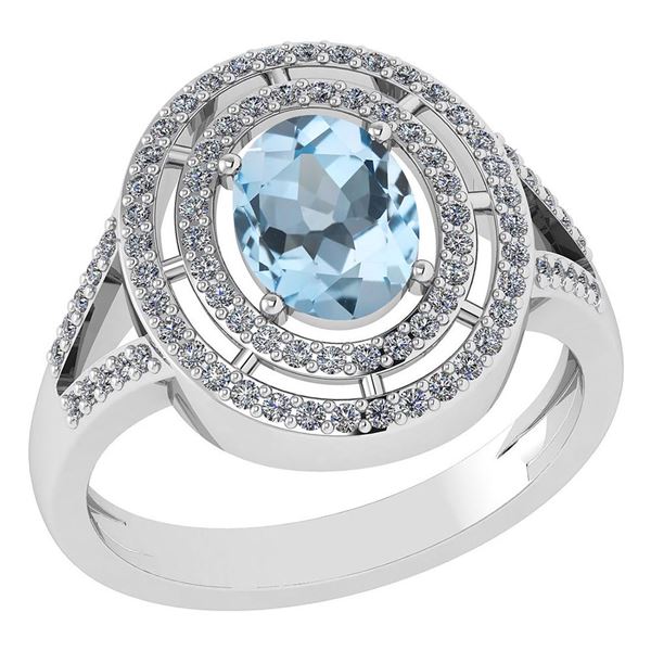 Certified 1.66 Ctw Aquamarine And Diamond 14k White Gol