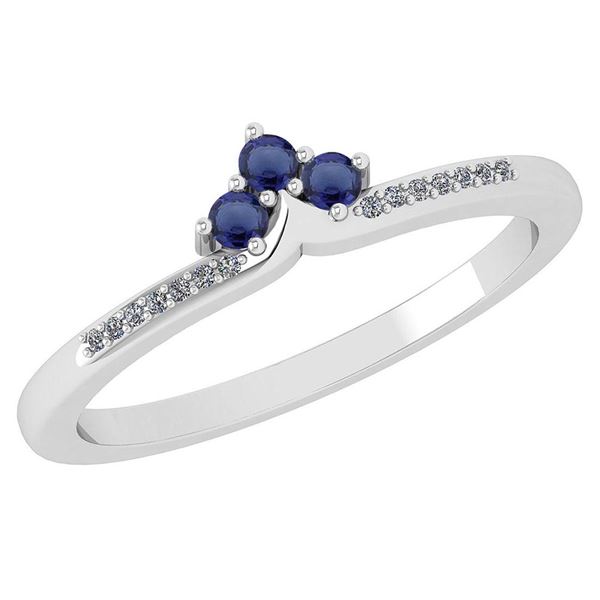 Certified 0.13 Ctw Blue Sapphire And Diamond 14k White