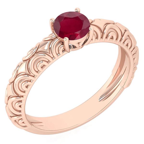 Certified 0.45 Ctw Ruby Solitaire Ring 14K Rose Gold Ma