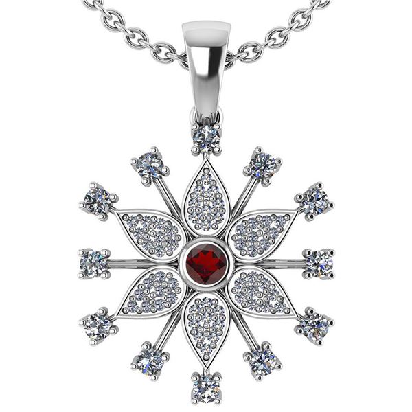 Certified 0.71 Ctw Garnet And Diamond Platinum Gold Hal