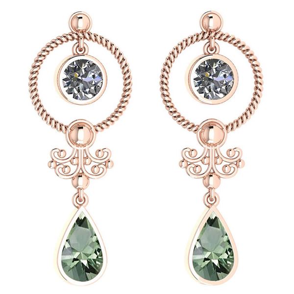 Certified 5.18 Ctw Green Amethyst And Diamond SI2/I1 Da