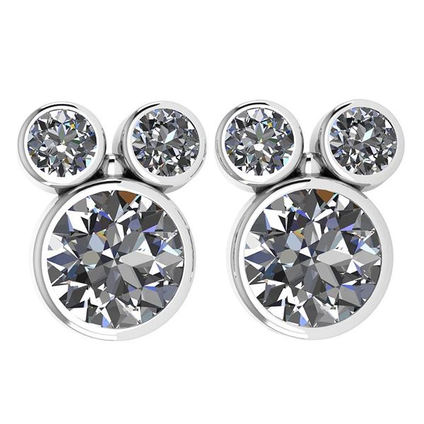 Certified 3.14 Ctw Diamond VS/I1 Stud Earrings 14K Whit