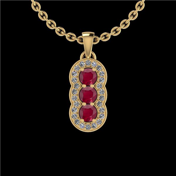 Certified 0.92 Ctw Ruby And Diamond VS/SI1 18K Yellow G