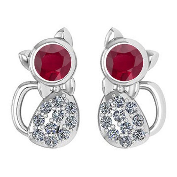 Certified 0.30 Ctw Ruby And Diamond 14k White Gold Halo