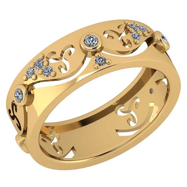 Certified 0.17 Ctw Diamond VS/SI1 Filigree Bands 18K Ye
