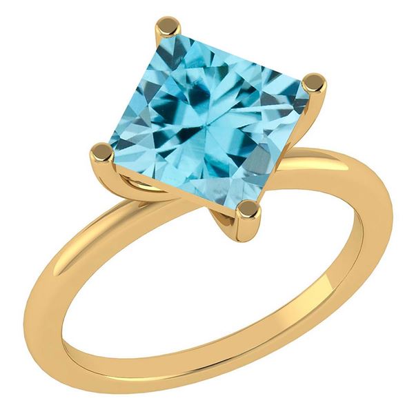 Certified 3.00 Ctw Blue Topaz 14K Yellow Gold Solitaire