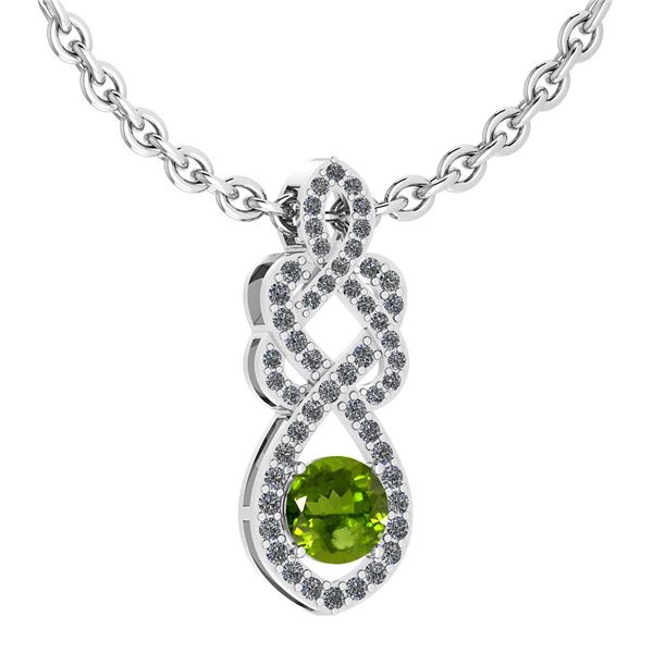 Certified 1.26 Ctw Peridot And Diamond VS/SI1 Necklace