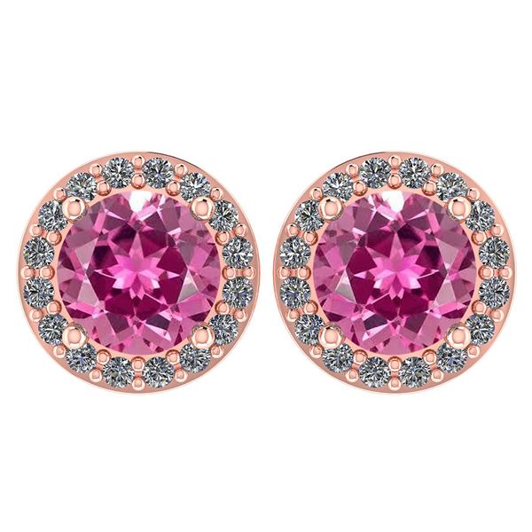 Certified 1.6 Ctw Pink Tourmaline And Diamond 14k Rose