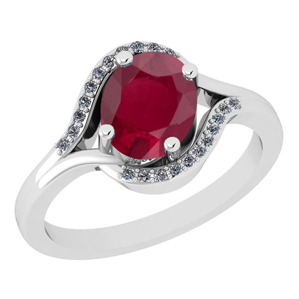 Certified 2.11 Ctw I2/I3 Ruby And Diamond 14K White Gol