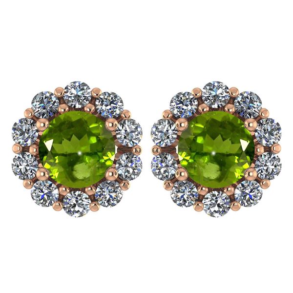 Certified 2.30 Ctw Peridot And Diamond 14k Rose Gold Ha
