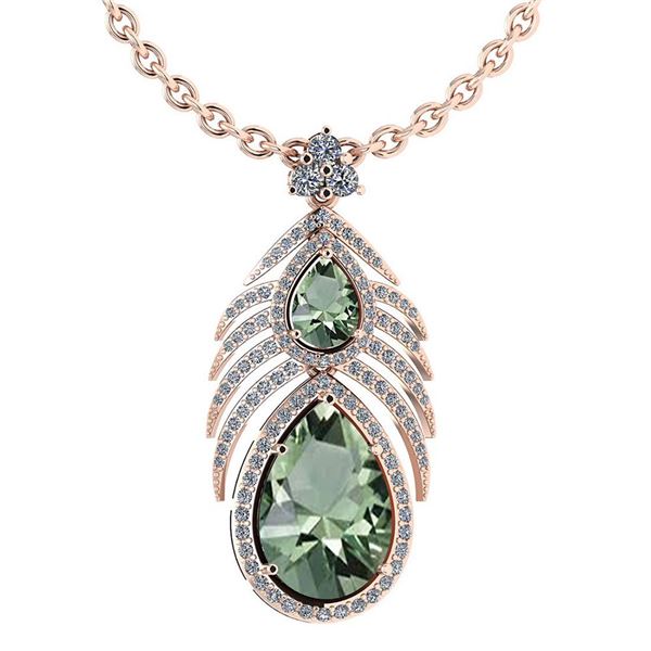 Certified 7.50 Ctw Green Amethyst And Diamond Pear shap