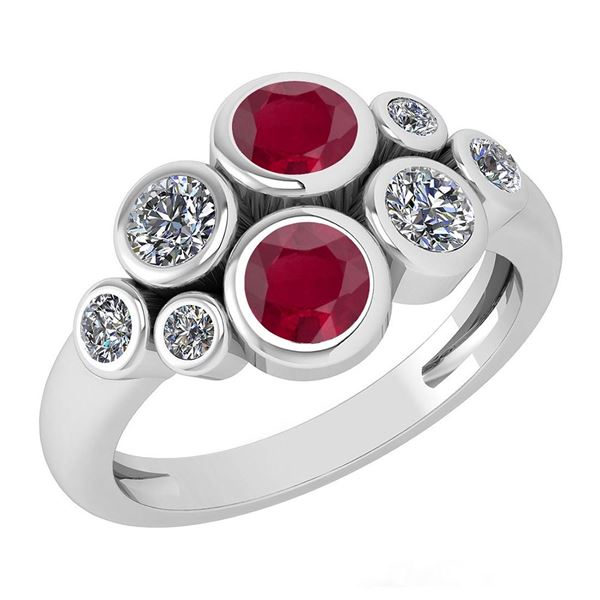Certified 1.16 Ctw Ruby And Diamond 14k White Gold Halo