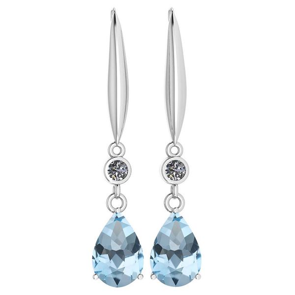 Certified 5.70 Ctw Blue Topaz And Diamond VS/SI1 Dangli