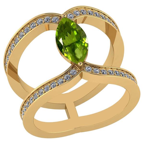 Certified 1.52 Ctw Peridot And Diamond VS/SI1 Ring 14K