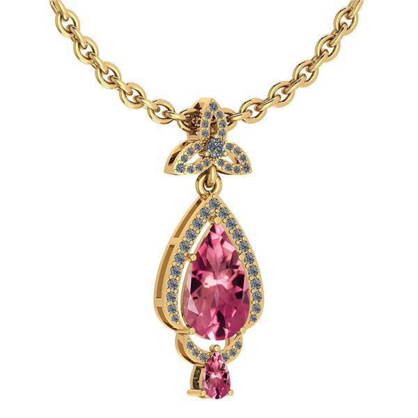 Certified 3.62 Ctw Pink Tourmaline And Diamond VS/SI1 N