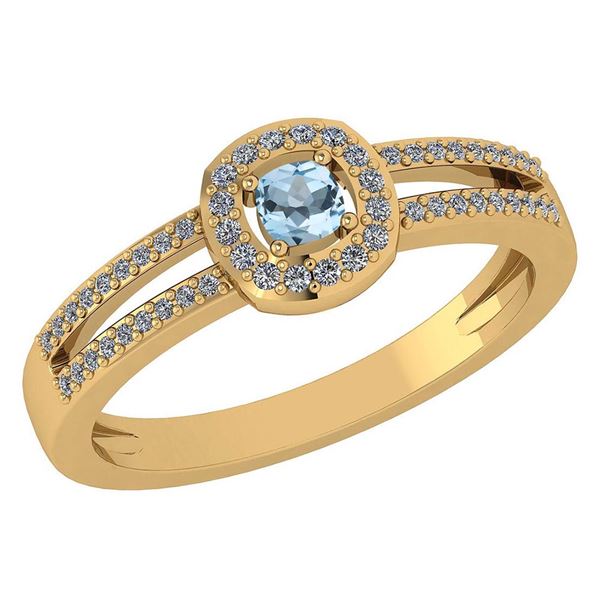 Certified 0.57 Ctw Aquamarine And Diamond 14k Yellow Go