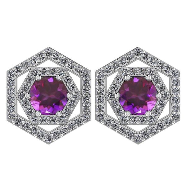 Certified 1.38 Ctw Amethyst And Diamond Platinum Halo S
