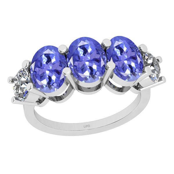 Certified 1.90 Ctw I2/I3 Tanzanite And Diamond 14K Whit