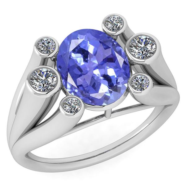 Certified 2.82 Ctw Tanzanite And Diamond VS/SI1 Ring 14