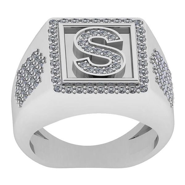 Certified 0.73 Ctw Diamond VS/SI1 Mens Ring 18K White G