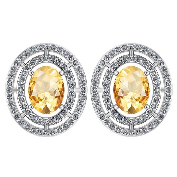 Certified 3.12 CTW Citrine And Diamond 14k White Gold H