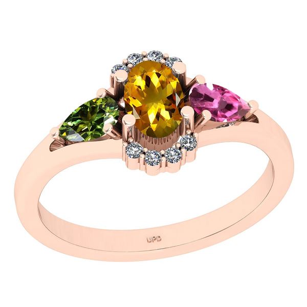 Certified 0.81 Ctw I2/I3 Multi Stone And Diamond 14K Ro