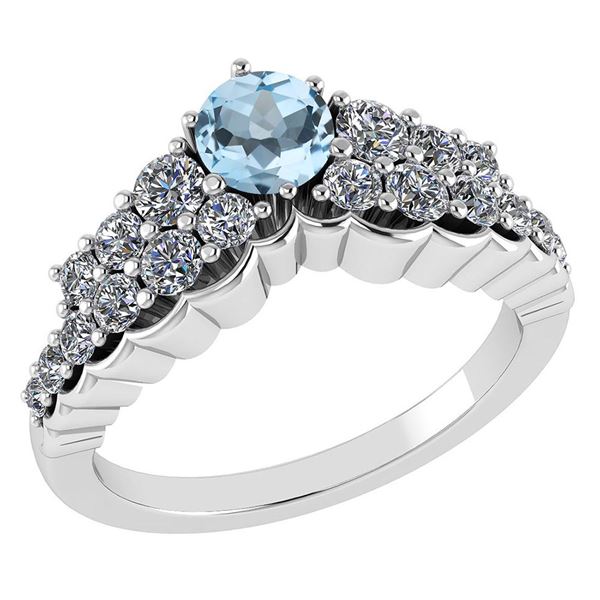 Certified 0.95 Ctw Blue Topaz And White Diamond VS/SI1
