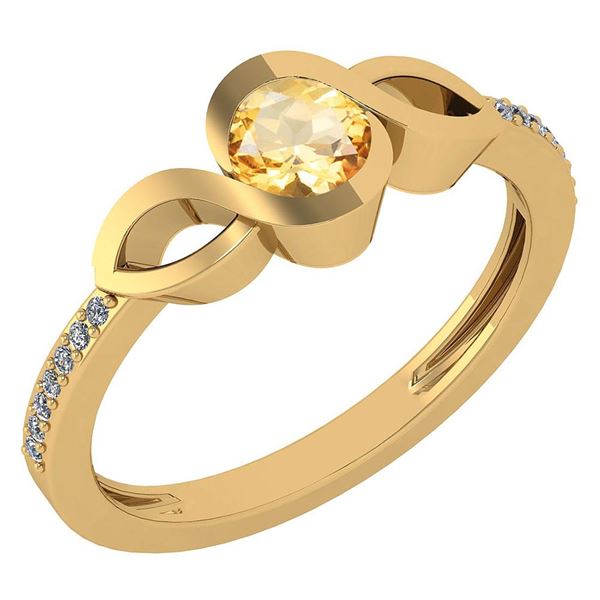 Certified 0.52 Ctw Citrine And Diamond 14k Yellow Gold