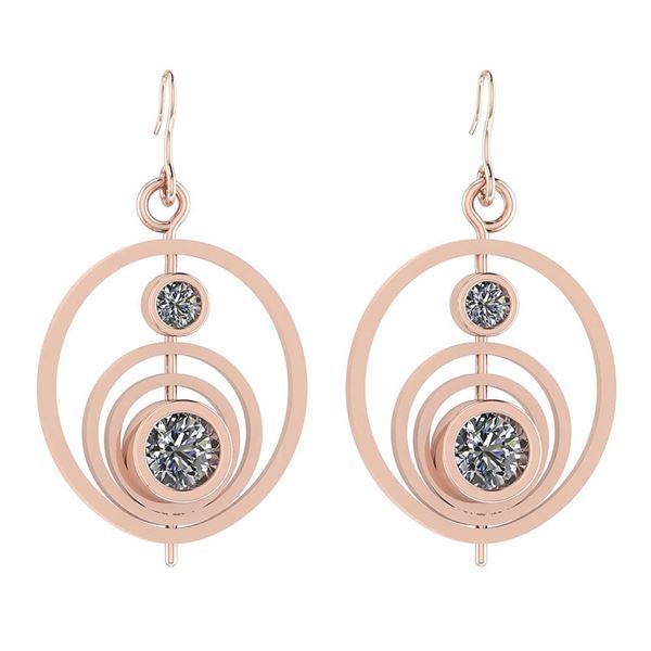 Certified 1.10 Ctw Diamond I1/I2 14K Rose Gold Earrings