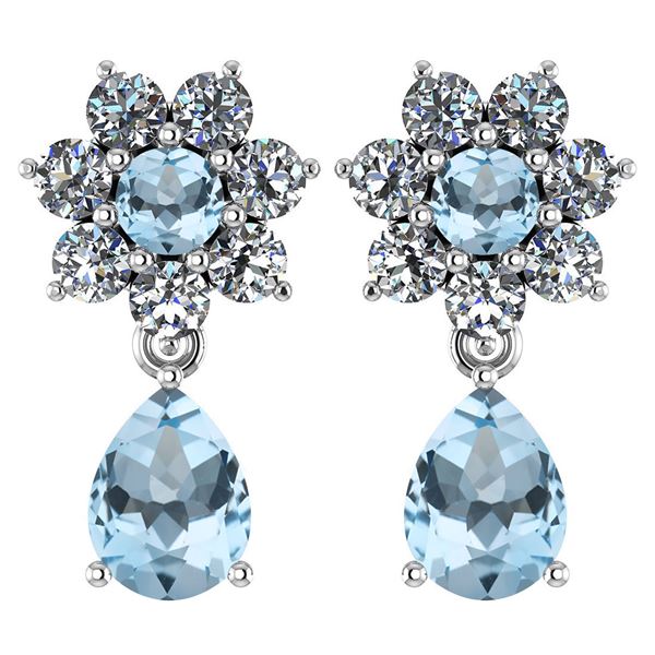 Certified 4.86 Ctw Aquamarine And Diamond 14k White Gol