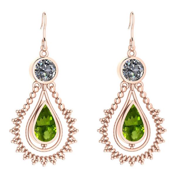 Certified 5.18 Ctw Peridot And Diamond SI2/I1 Dangling