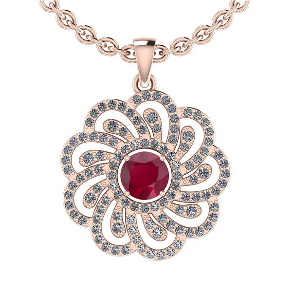Certified 1.19 Ctw SI2/I1 Ruby And Diamond 14K Rose Gol