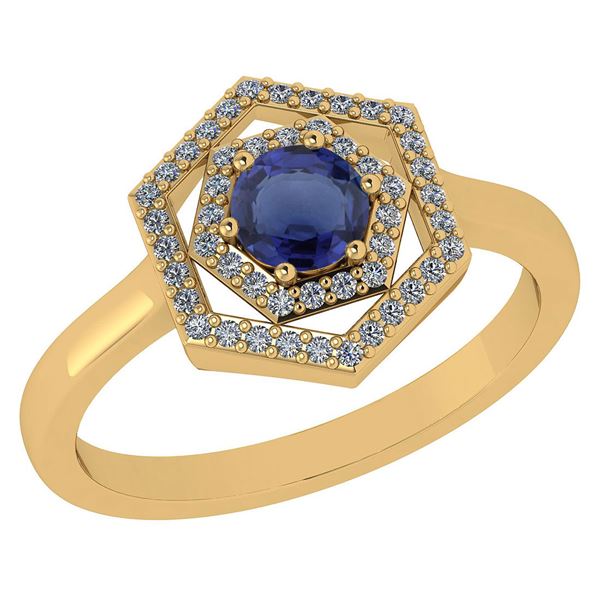 Certified 0.69 Ctw Blue Sapphire And Diamond 14k Yellow