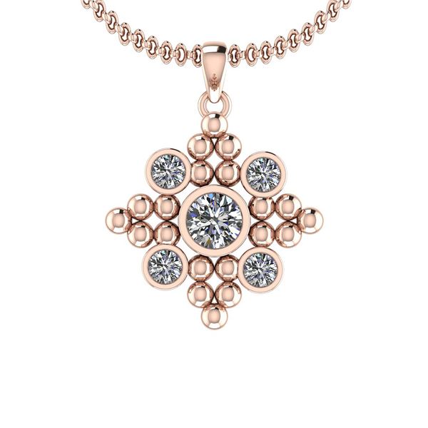 Certified 0.90 Ctw Diamond I1/I2 10k Rose Gold Pendant