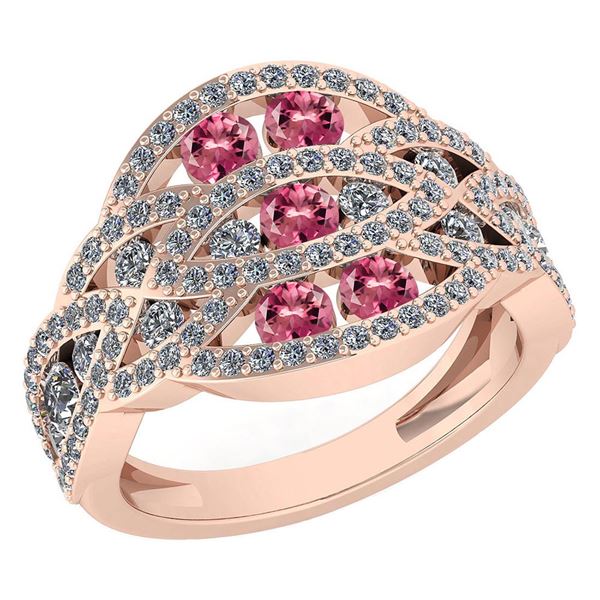 Certified 1.61 Ctw Pink Tourmaline And Diamond Wedding/
