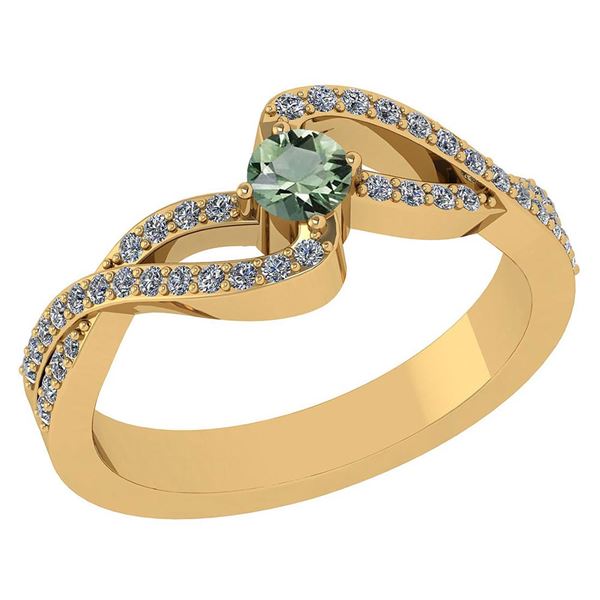 Certified 0.61 CTW Green Amethyst And Diamond 14k Yello