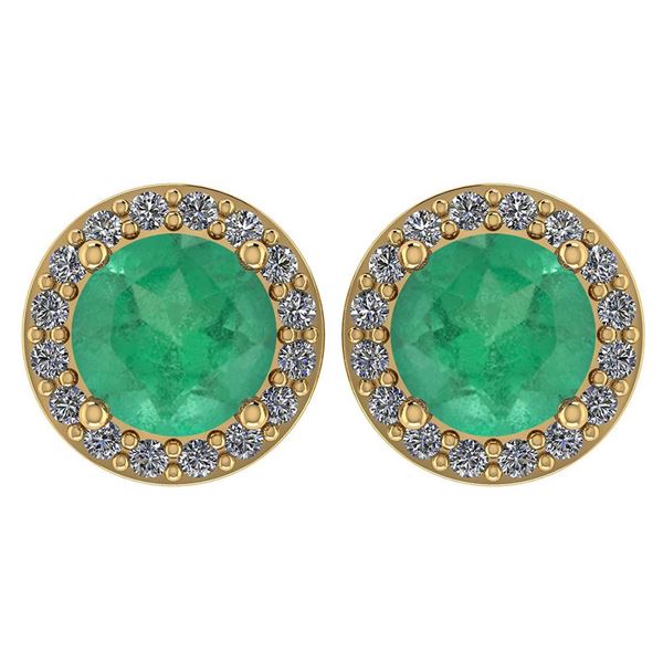 Certified 1.06 Ctw Emerald And Diamond 18K Yellow Gold