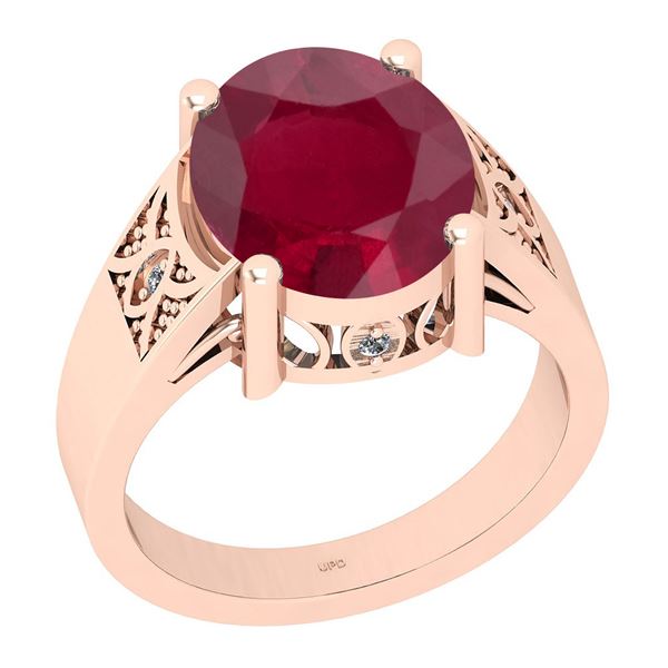 Certified 4.94 Ctw I2/I3 Ruby And Diamond 14K Rose Gold