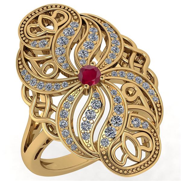 Certified 0.59 Ctw Ruby And White Diamond Wedding/Engag