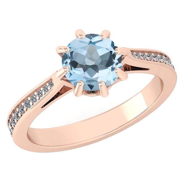 Certified 0.99 Ctw Aquamrine And White Diamond Wedding/