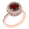Image 1 : Certified 2.24 Ctw I2/I3 Garnet And Diamond 14K Rose Go