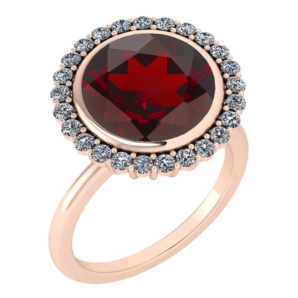 Certified 5.95 Ctw Garnet And Diamond VS/SI1 Halo Ring