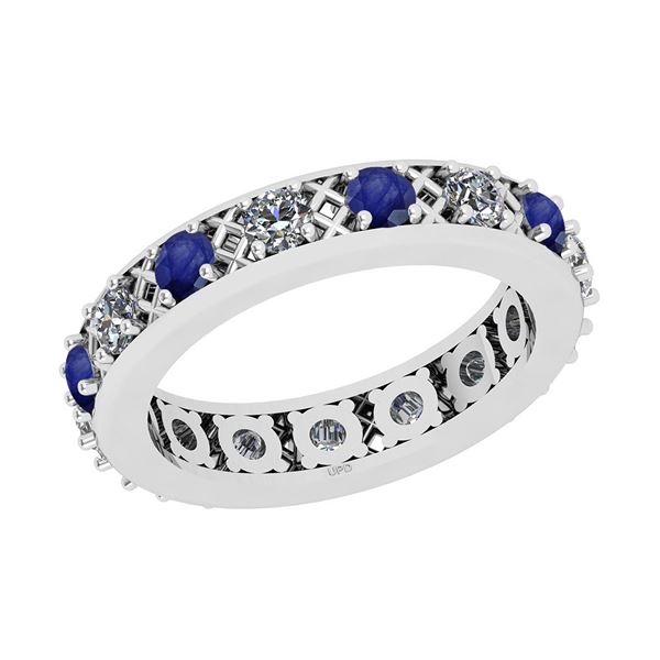 Certified 1.29 Ctw I2/I3 Blue Sapphire And Diamond 14K
