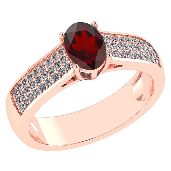 Certified 1.2Ctw Garnet And Diamond 14k Rose Gold Halo