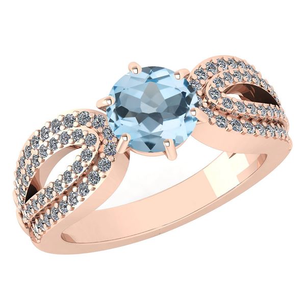Certified 1.71 Ctw Aquamarine And Diamond Wedding/Engag