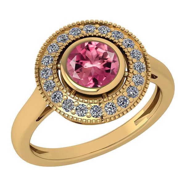 Certified 1.12 Ctw Pink Tourmaline And Diamond Wedding/