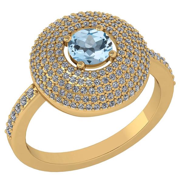 Certified 0.99 CTW Aquamarine And Diamond 14k Yellow Go