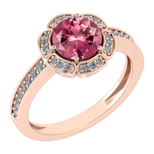 Certified 1.47 Ctw Pink Tourmaline And Diamond VS/SI1 E