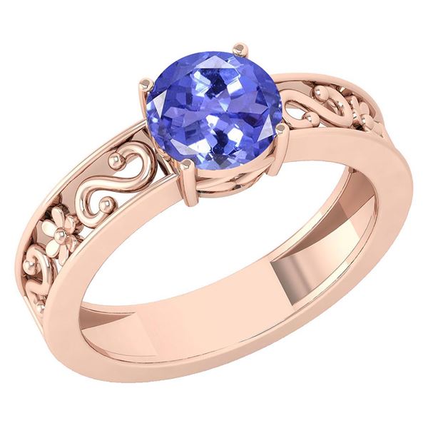Certified 1.25 Ctw Tanzanite Solitaire Ring with Filigr